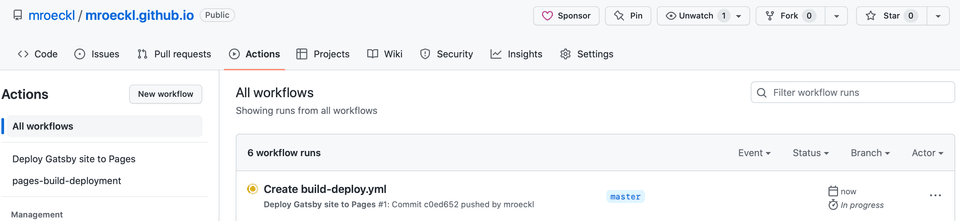 Github Gatsby Action Commit